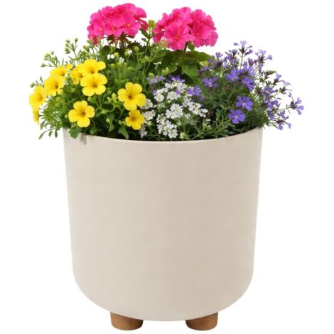 Pot de fleurs TERRA sur pieds, recyclé, beige, h27,4 x 24,2 cm