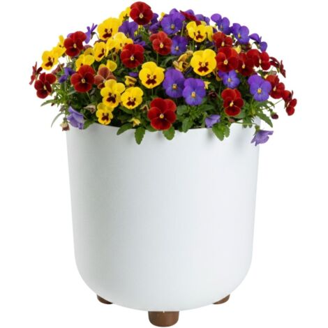 Pot de fleurs TERRA sur pieds, recyclé, blanc, h21 x 19,3 cm