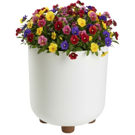 Pot de fleurs TERRA sur pieds, recyclé, crème, h21 x 19,3 cm