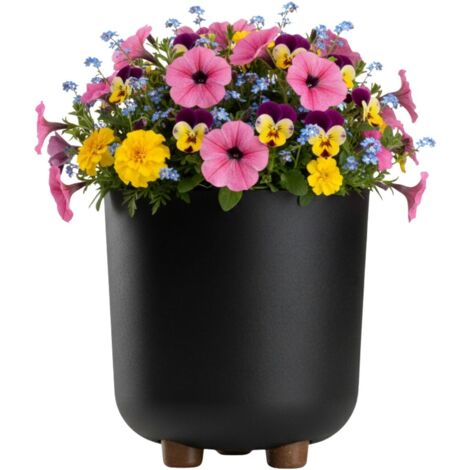 Pot de fleurs TERRA sur pieds, recyclé, noir, h21 x 19,3 cm