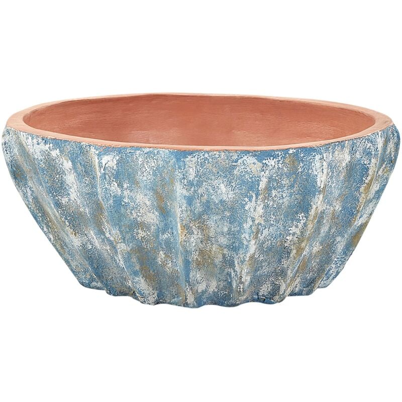 Pot de Fleurs Traditionnel en Terre Cuite Ovale 51 cm Extérieur Intérieur Bleu Ostrya