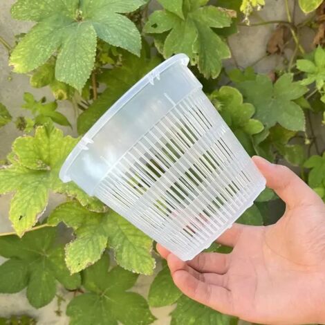 Pot de fleurs transparent en maille (L) 11/14 cm pour orchidées, avec contrôle des racines, idéal pour la culture des fleurs et la ventilation. Pot de fleurs en plastique pour jardin.