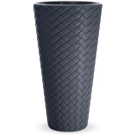 Pot de fleurs tressé mince DPMT400 avec insert  Anthracite