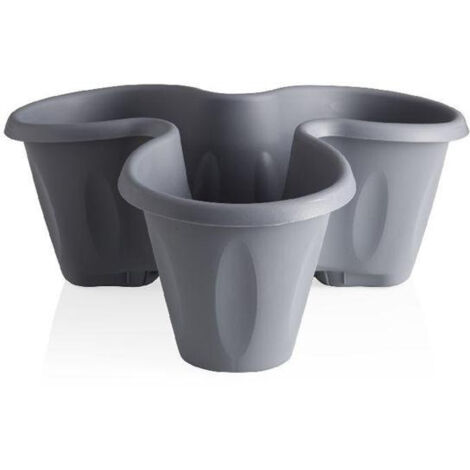 Pot de fleurs "Trifoglio" - Gris - D 40 x H 16 cm - Livraison gratuite