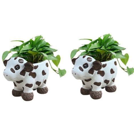 Pot de fleurs vache, vase d'intérieur, pot de fleurs de bureau en résine, comme illustré