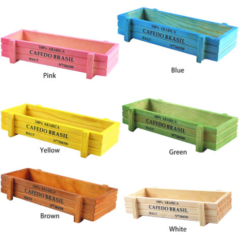 [Pot de fleurs] Wooden Flowerpot Box 80g avec 6 couleurs et dimensions 22.5x9.5x4.5cm pour plantes succulentes et décoration