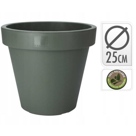 Pot de jardin décoratif vert foncé 25 x 22 cm rond