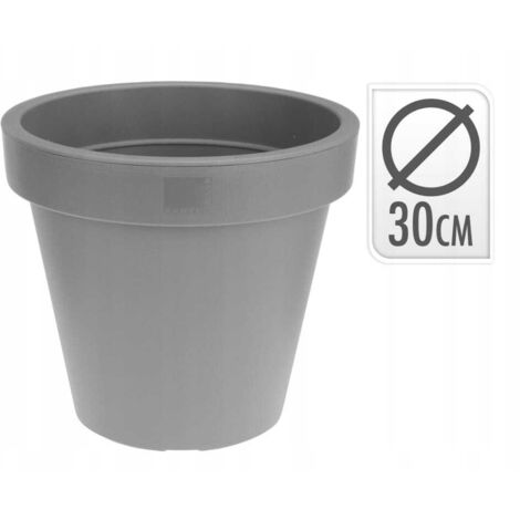 Pot de jardin rond gris lisse 25 x 22 cm décoratif