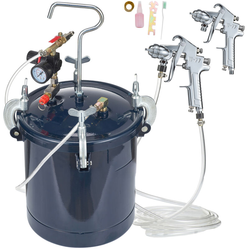 Pot de peinture sous pression Mophorn, réservoir de peinture à air comprimé de 10 L/2,5 gal, comprend des buses de 1,5 mm et 4 mm, deux pistolets