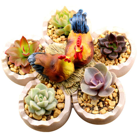 Pot de Plante Créatif avec Œuf [Resin]  Décoration Maison/ Bureau  Sans Trou Drainage  Pour Succulents et Cactus