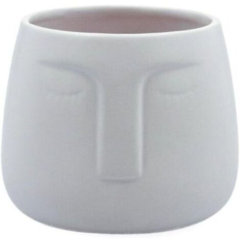 Pot de plante en céramique blanc style scandinave visage 15.7 x 15 cm