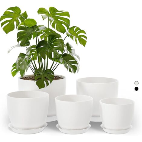Pot de Plantes d'Intérieur avec Drainage 5 Set 11.3cm/12.7cm/14cm/16cm/17.8cm Pots en Plastique pour Plantes d'Intérieur, Fleurs, Cactus