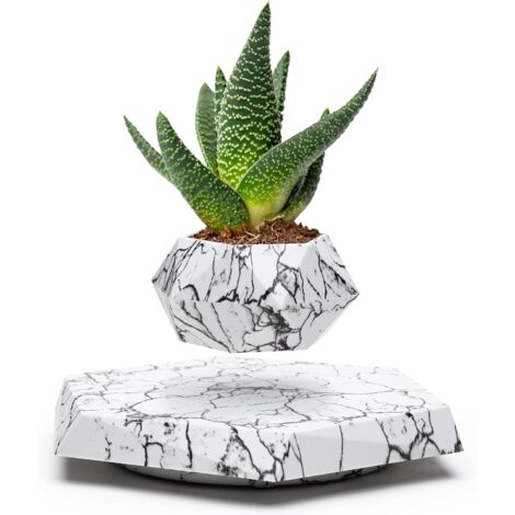 Pot de plantes succulentes, bonsaï d'air et plantes d'air. Pots de fleurs pour la maison, le Bureau et la décoration de bureau. Affichage à lévitation magnétique. (marbre)