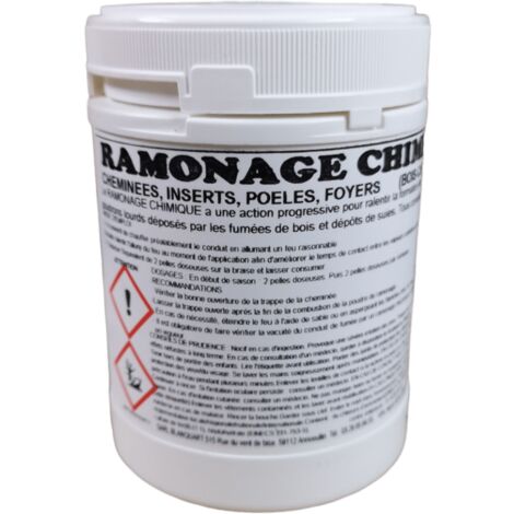 Pot de ramonage bistre 800 grammes – Poudre pour conduits en acier inoxydable – Prévention accumulation suies – Optimise rendement chauffage