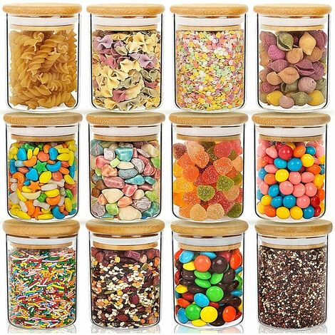 Pot de stockage en verre Récipient en verre hermétique, utilisé pour le stockage hermétique, peut contenir toutes sortes de céréales, thé, collations, fruits secs,etc