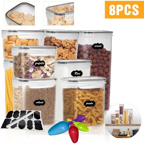 Pot de stockage récipient à céréales farine nouilles pot en vrac nourriture 8 pack
