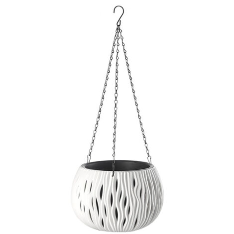Pot de Suspension Moderne ZenPlanter - Pot Suspendu Hauteur 60cm pour Décor Géométrique Monochrome avec Trou Drainage - PP & Fer Blanc Khaki Gris