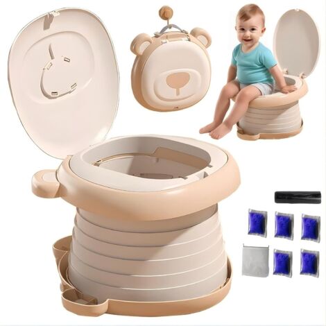 Pot de voyage pliable pour enfant avec protection anti-éclaboussures et surface antidérapante, pour voiture, camping et déplacement, avec sac de voyage, sac poubelle, sable absorbant