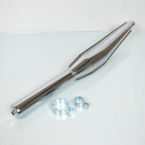 Pot d'échappement chromé long 68cm Ø28mm adaptable pour mobylette
