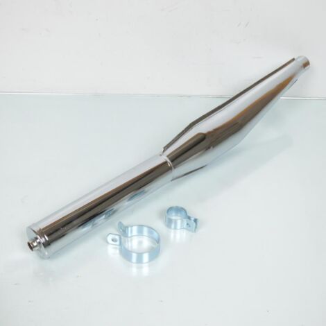 Pot d'échappement chromé long 68cm Ø32mm adaptable pour mobylette
