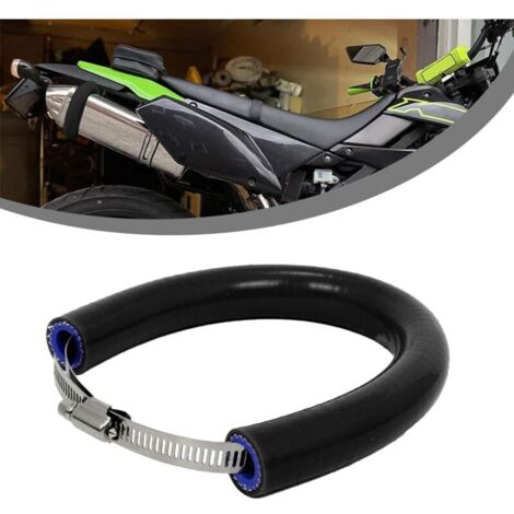 Pot d'échappement universel pour moto (90-145 mm) avec anneau de protection réglable, compatible avec les motos tout-terrain, motocross et supermoto de plus de 250 cm³, noir.