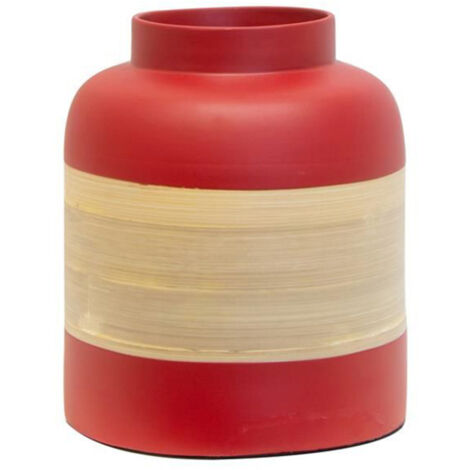 Pot Déco en Bambou "Bicolore" 22cm Rouge