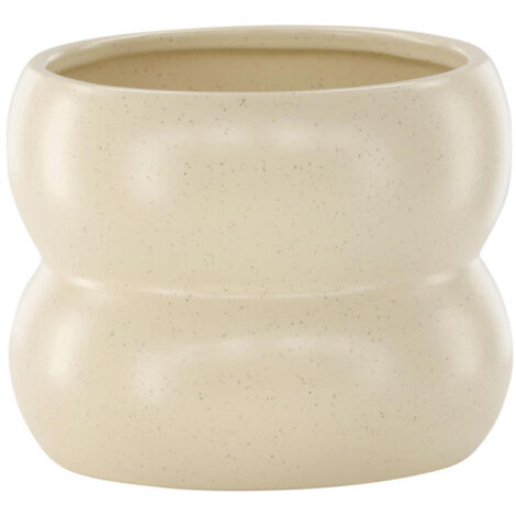 Pot Déco en Céramique "Dapne" 16cm Beige & Noir