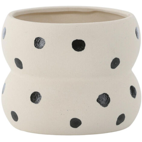 Pot Déco en Céramique "Dapne" 16cm Blanc & Noir