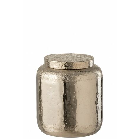 Pot décoratif en métal avec couvercle H32 cm - Argent