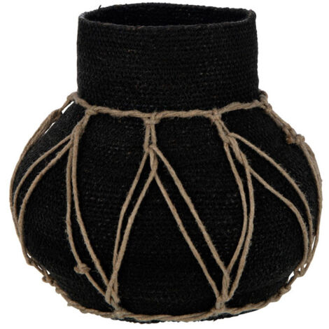 Pot Décoratif "Herbes Marines" 21cm Noir