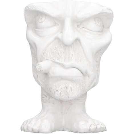 Pot Décoratif Résine Visage Drôle Blanc - Type B, Étanche et Mignon