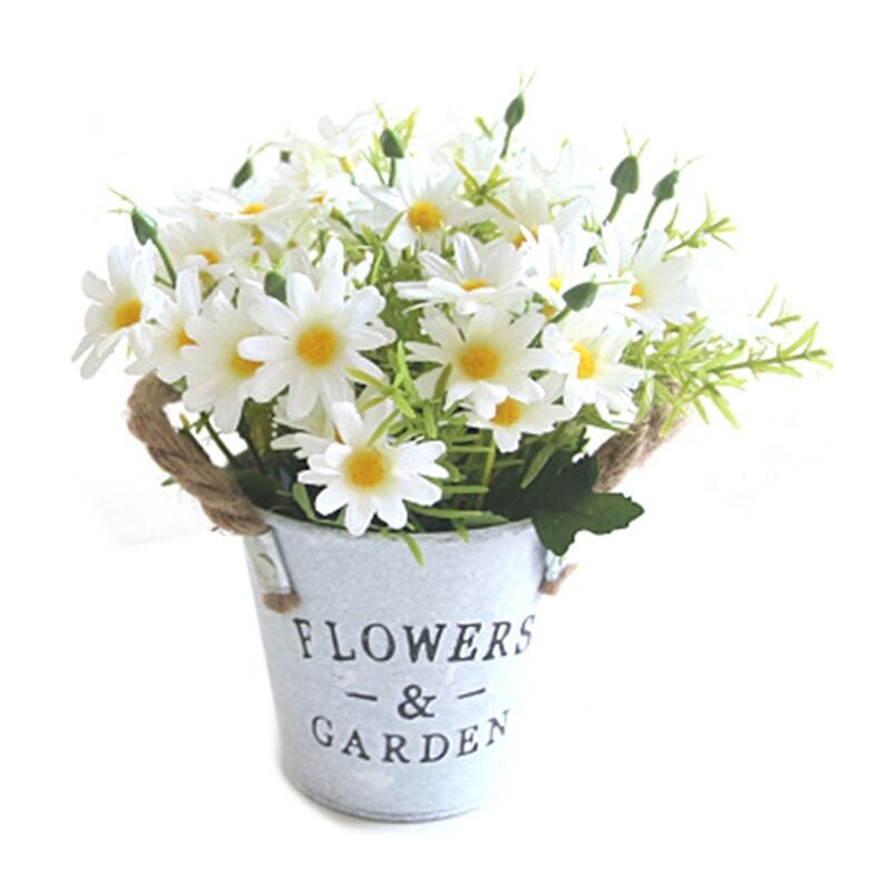 Tlily - Pot D'Hortensia Simulé Pot de Fleur Planteur Conteneur Pot de Fleurs Faux Bonsaï Ornement de Bureau Décoration Blanc