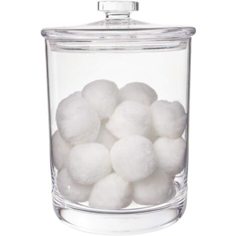 Pot En Acrylique Pour Cotons-Tiges Et Maquillage - Contenant De Rangement Transparent Avec Couvercle - Pour Salle De Bain Et Coiffeuse - 1 Pièce