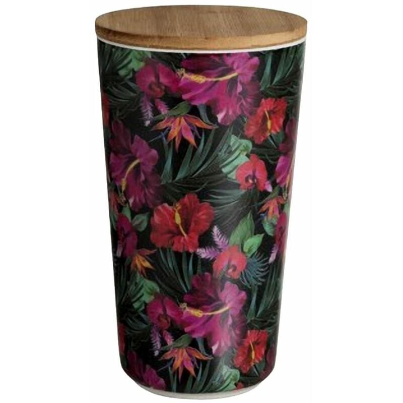 Zen Et Ethnique - Pot en bambou - Fleurs d'Hibiscus 18.5 cm