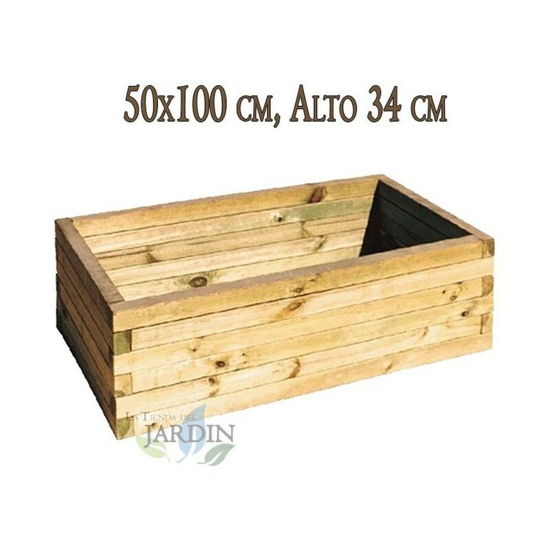 Suinga - Pot en bois 50x100 cm, hauteur 34 cm
