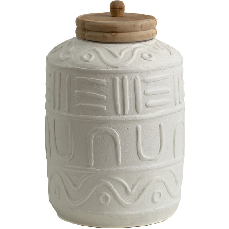 Fijalo - Pot en céramique blanche avec couvercle en bois