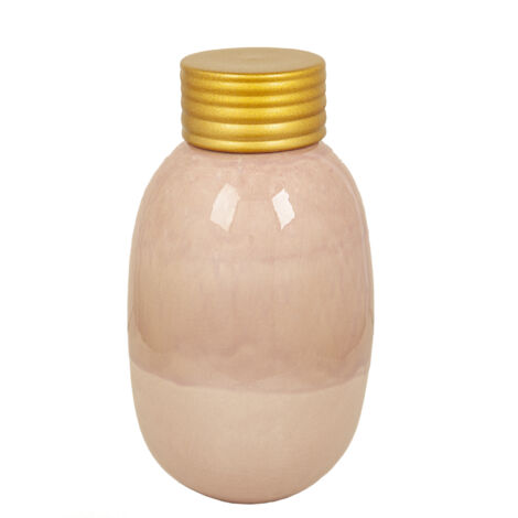 Pot en céramique rose avec couvercle doré