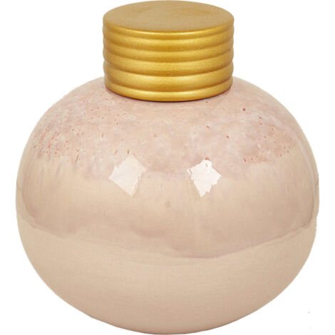 Pot en céramique rose couvercle doré décoration élégante - Rose poudré couvercle doré