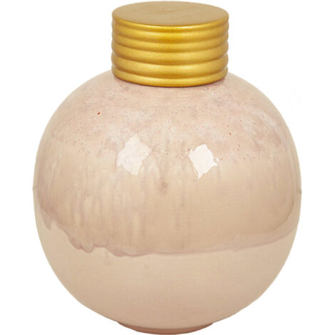 Pot en céramique rose couvercle doré raffiné décoration élégante - rose poudré et doré élégant