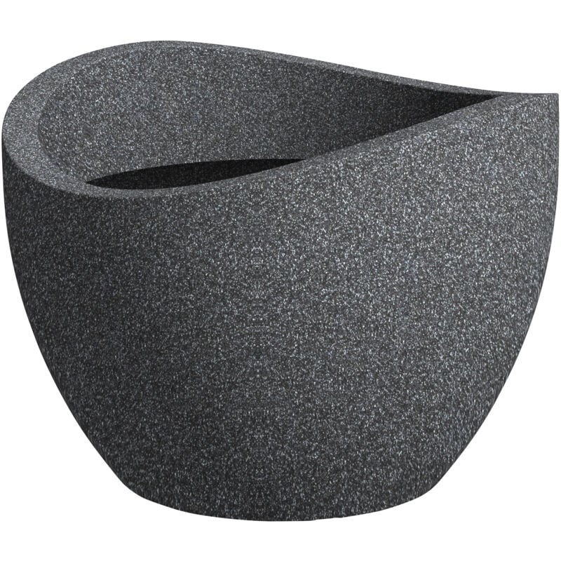 Wave Globe 60, pot à fleurs/jardinière, cylindrique, coloris: Granit noir, fabriqué avec du plastique recyclé, pour l'extérieur - Scheurich