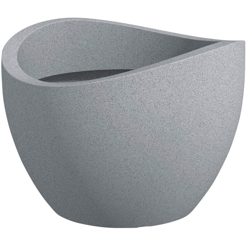 Wave Globe 60, bac à plantes/pot à fleurs/jardinière, cylindrique, coloris: Stony Grey, fabriqué avec du plastique recyclé, pour l'extérieur