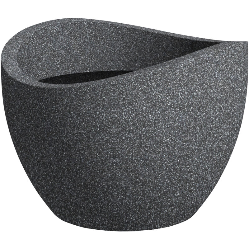 Scheurich - Wave Globe 30, pot à fleurs/jardinière, cylindrique, coloris: Granit noir, fabriqué avec du plastique recyclé, pour l'extérieur