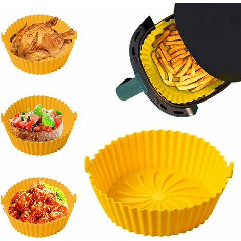 Pot en Silicone pour Friteuse à Air(16.5 Cm/6.5inch),Air Fryer Silicone Pot  Panier,pour Airfryer,Micro-Ondes,Moule à Gâteau,Cuiseur Vapeur