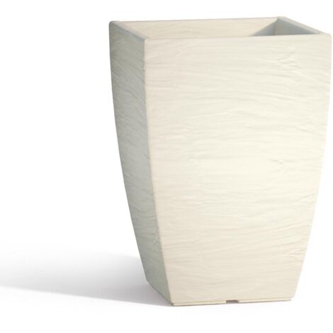 Pot extérieur en résine mod. Aloe carré 27X27 cm h 40 ivoire