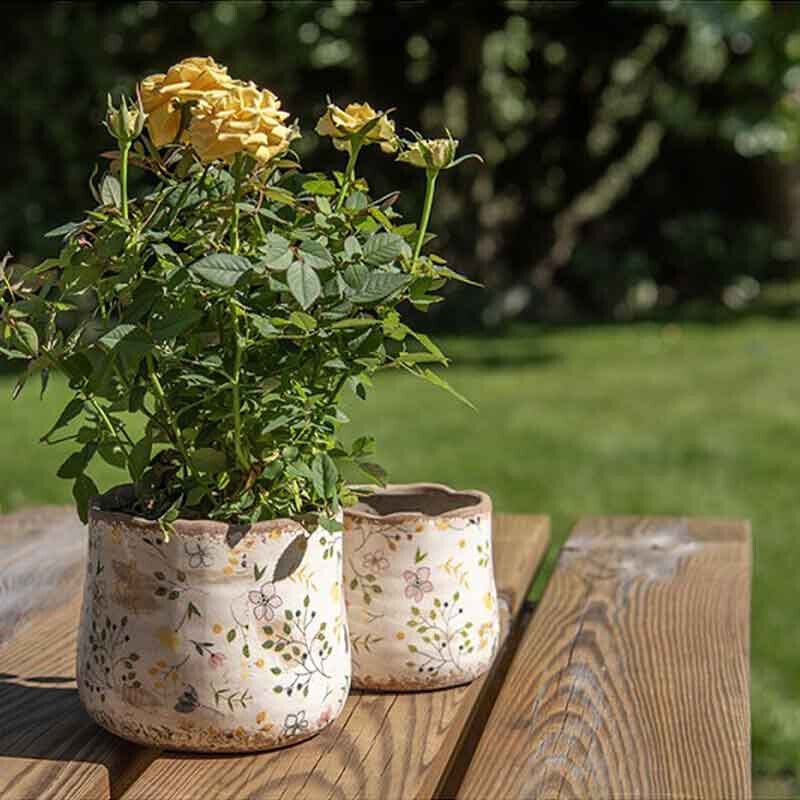 Pot fleuri beige jaune 14x12cm Pot fleuri beige jaune 14x12cm