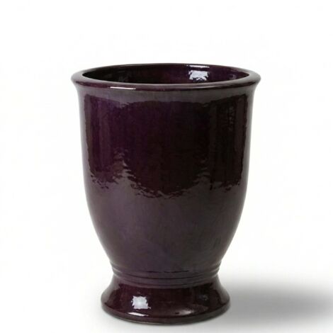 Pot grande taille d'extérieur ARTHUR 32x39cm violet clair, fait main en terre cuite émaillée, résistant au gel