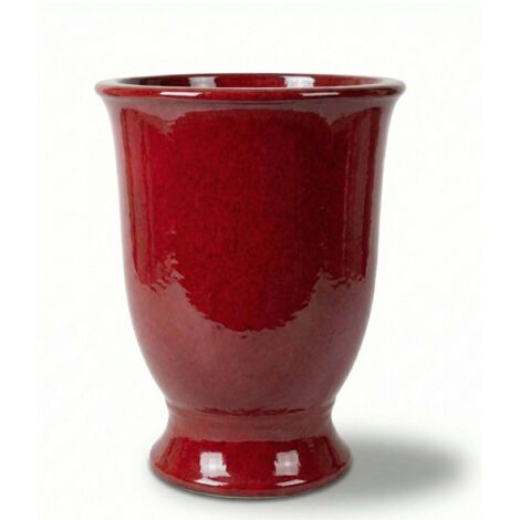Pot grande taille d'extérieur ARTHUR 42x52cm rouge tropical, fait main en terre cuite émaillée, résistant au gel