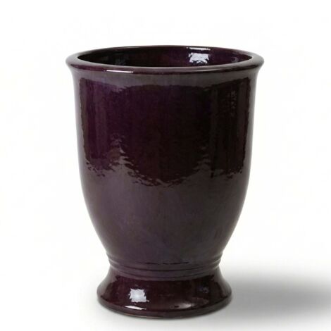Pot grande taille d'extérieur ARTHUR 42x52cm violet clair, fait main en terre cuite émaillée, résistant au gel