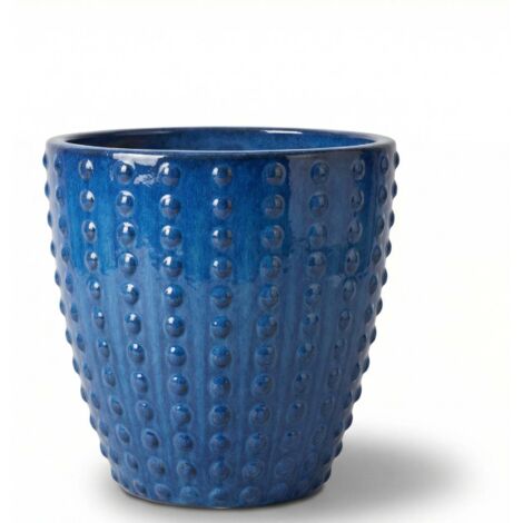 Pot grande taille d'extérieur ATTILA 30x29cm bleu antique, fait main en terre cuite émaillée, résistant au gel