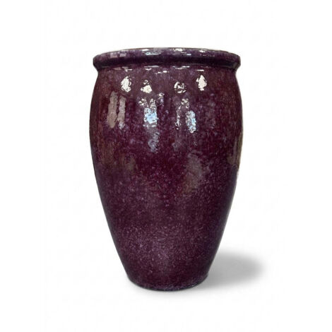 Pot grande taille d'extérieur BACCHUS 50x68cm violet clair, fait main en terre cuite émaillée, résistant au gel